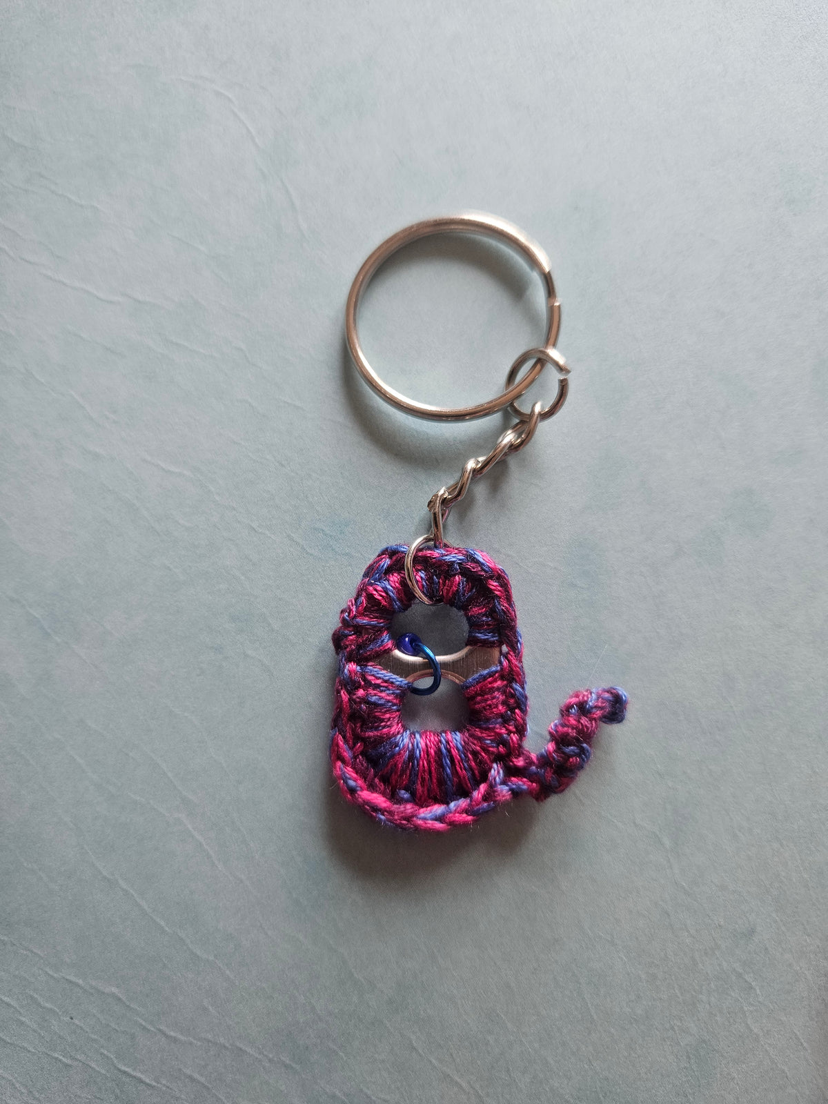 Bisexual pride crochet cat keyring