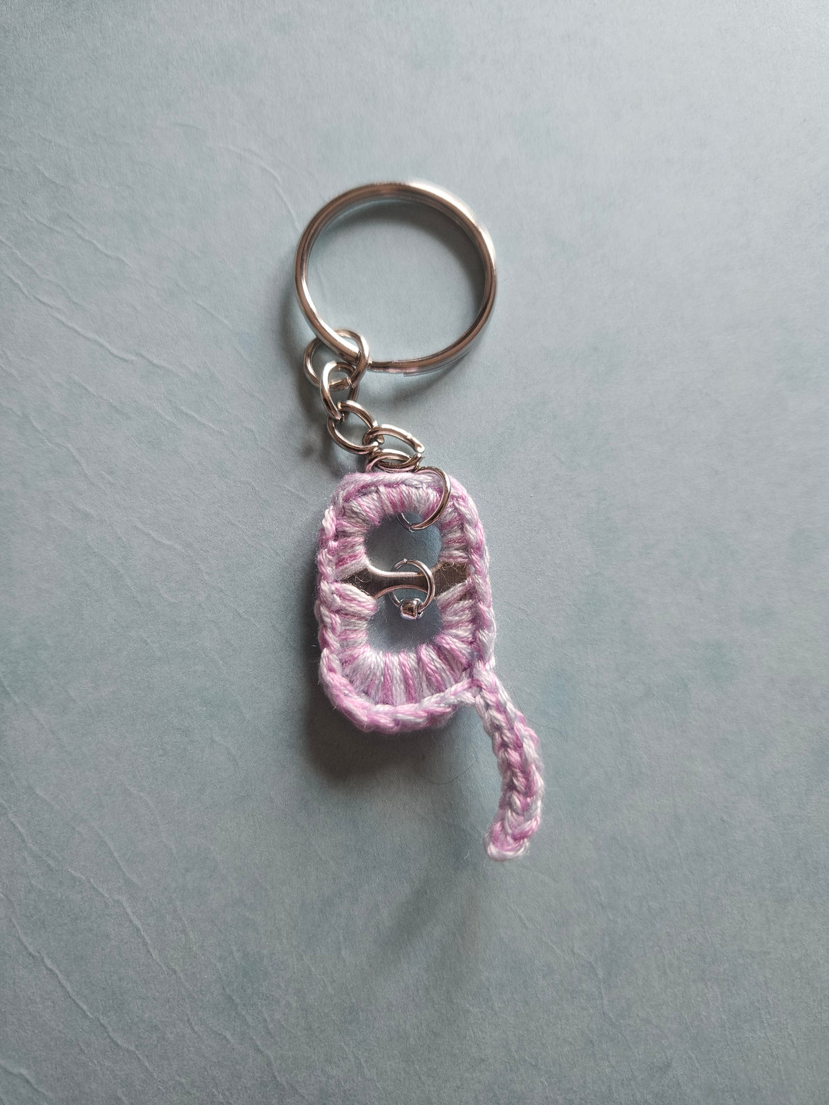 Transgender pride crochet cat keyring